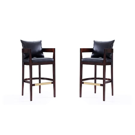 Manhattan Comfort Ritz Barstool in Black and Dark Walnut, PK2 2-BS013-BK